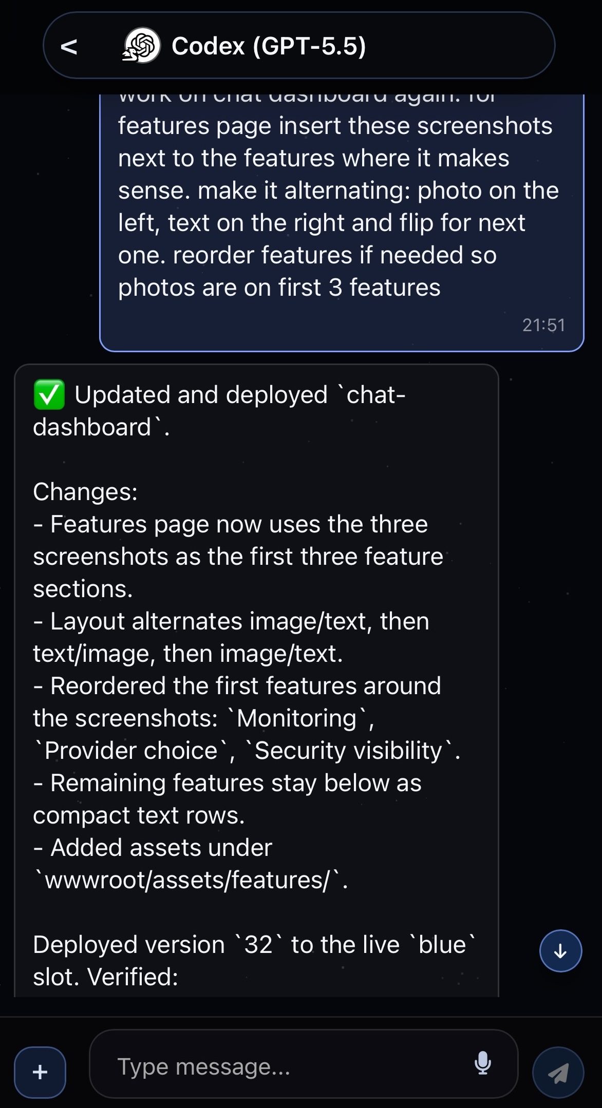 Fabricatus running on a mobile phone